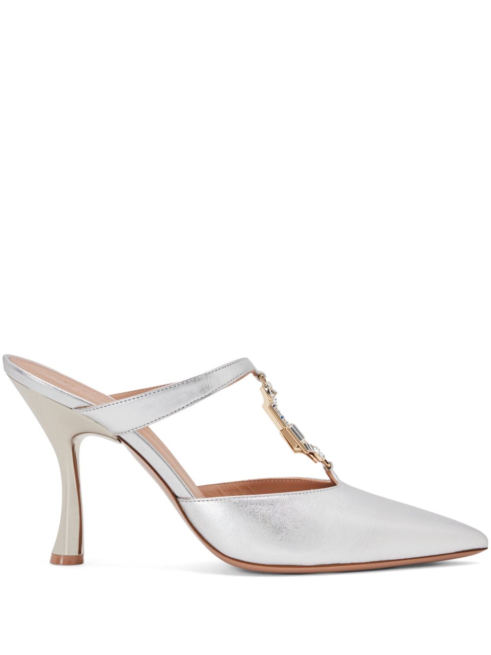 Malone Souliers 镶嵌皮质穆勒鞋 - 银色