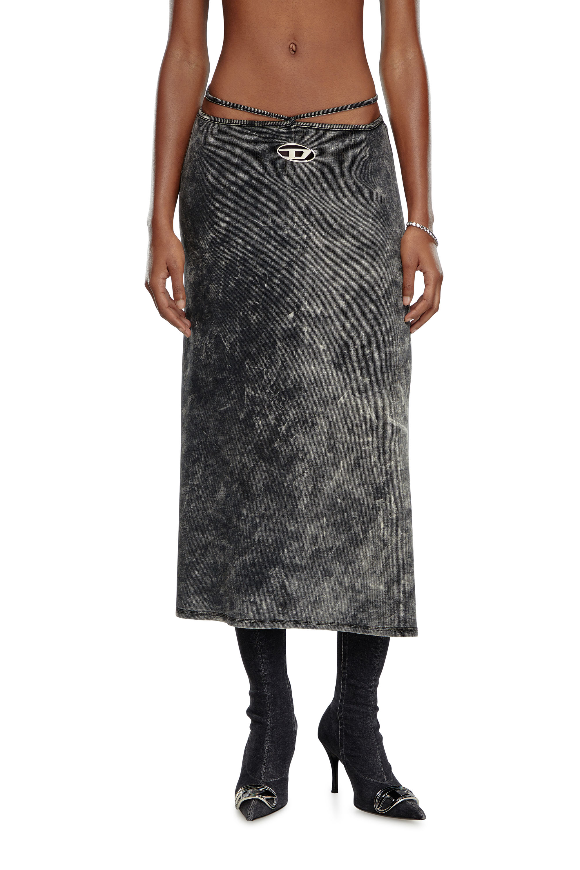 Diesel - Marbled midi skirt with wrap-around ties - Skirts - Woman - Grey