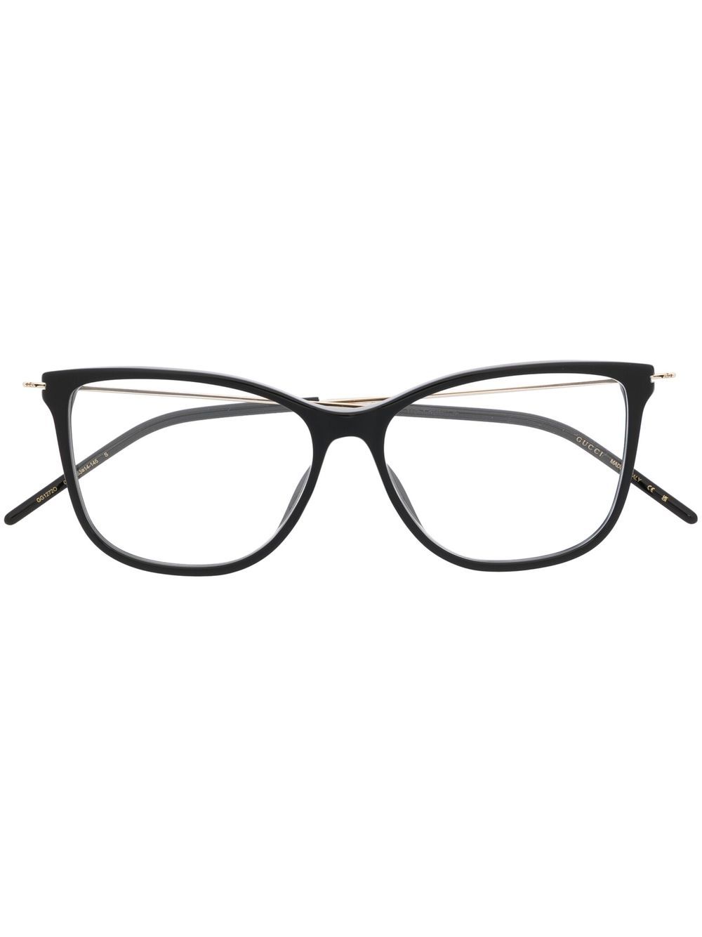 Gucci Eyewear Wayfarer 对比镜框眼镜 - 黑色