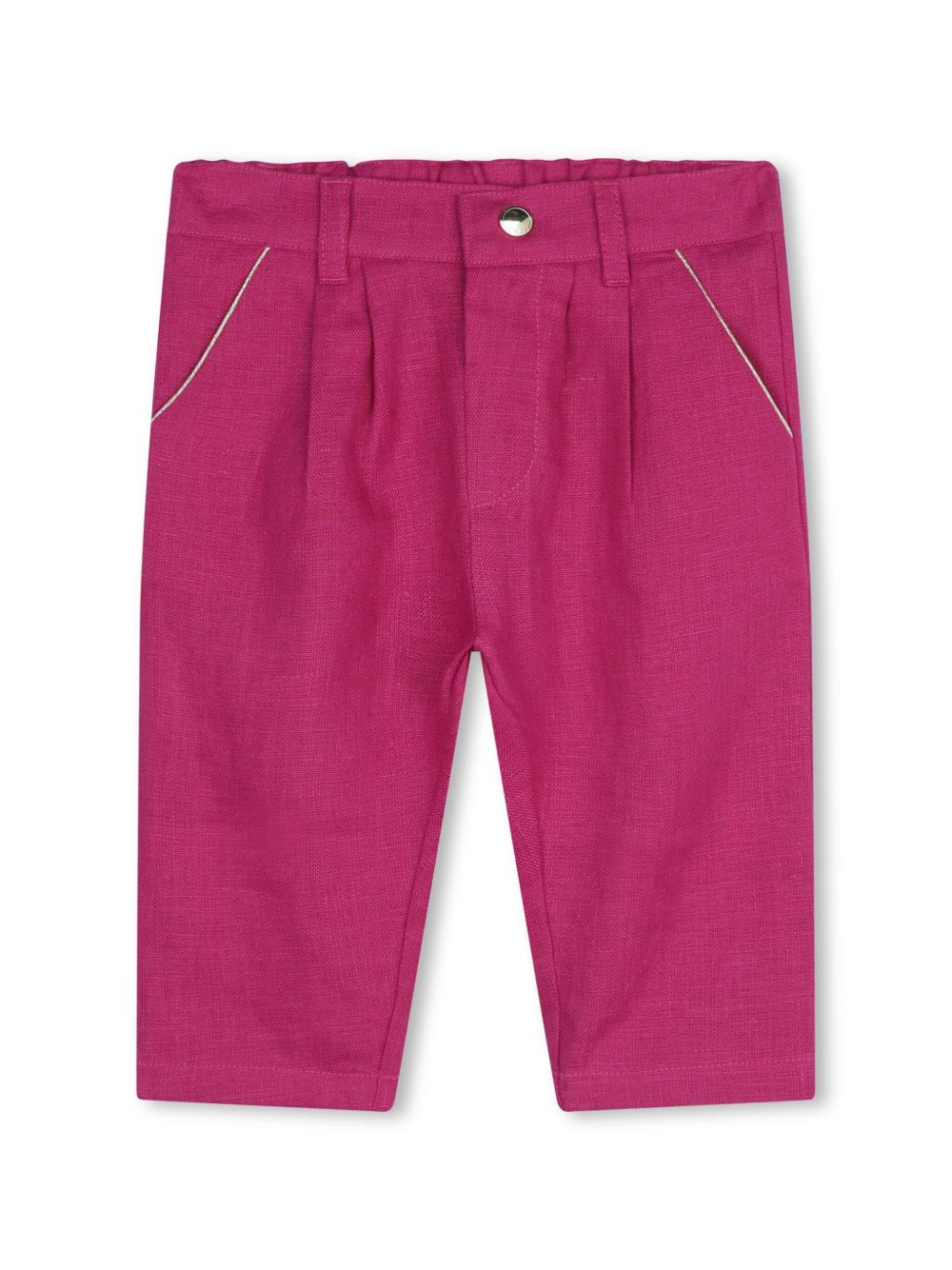 Chloé Kids logo刺绣亚麻长裤 - 粉色