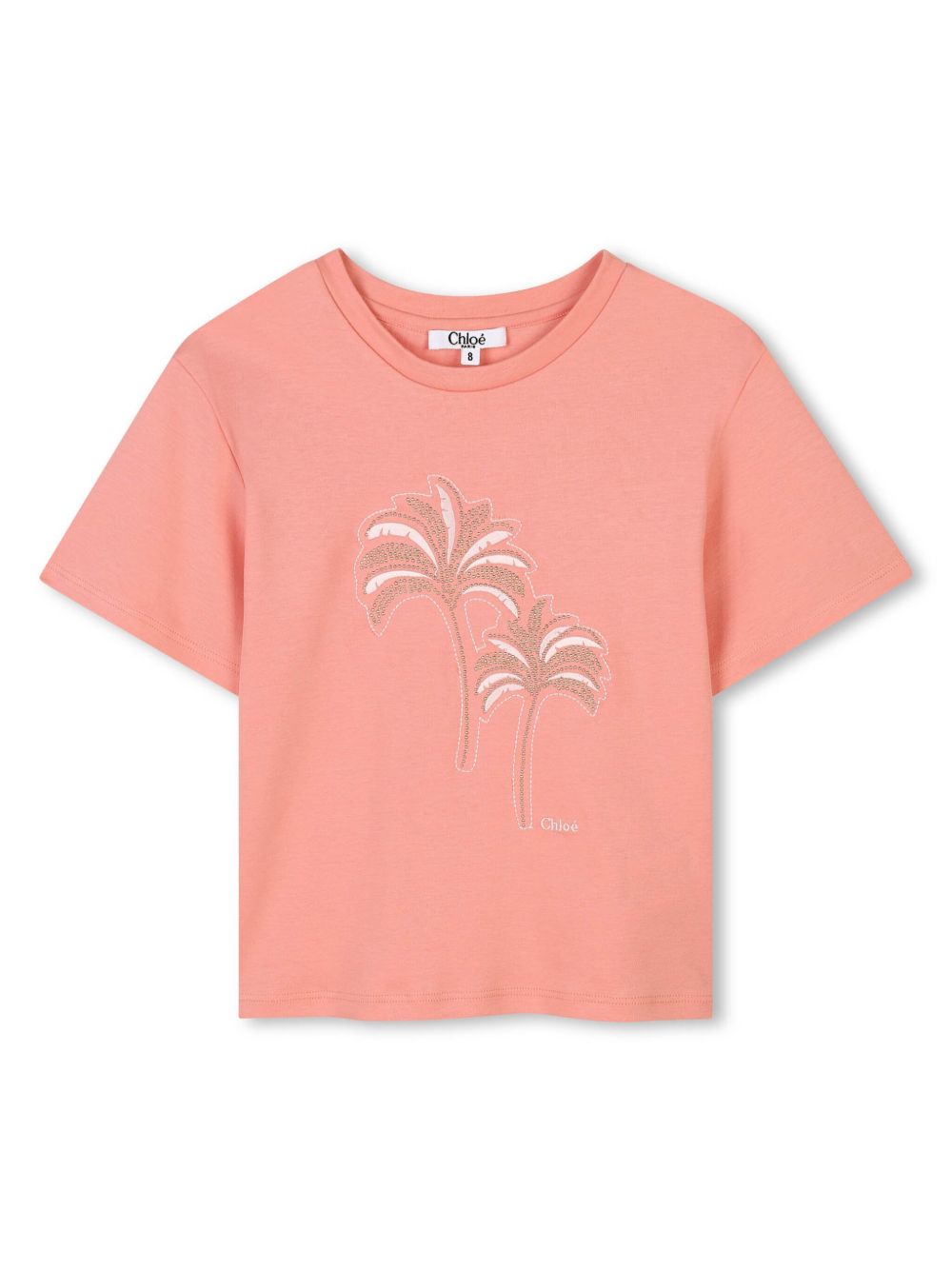 Chloé Kids 刺绣T恤 - 粉色