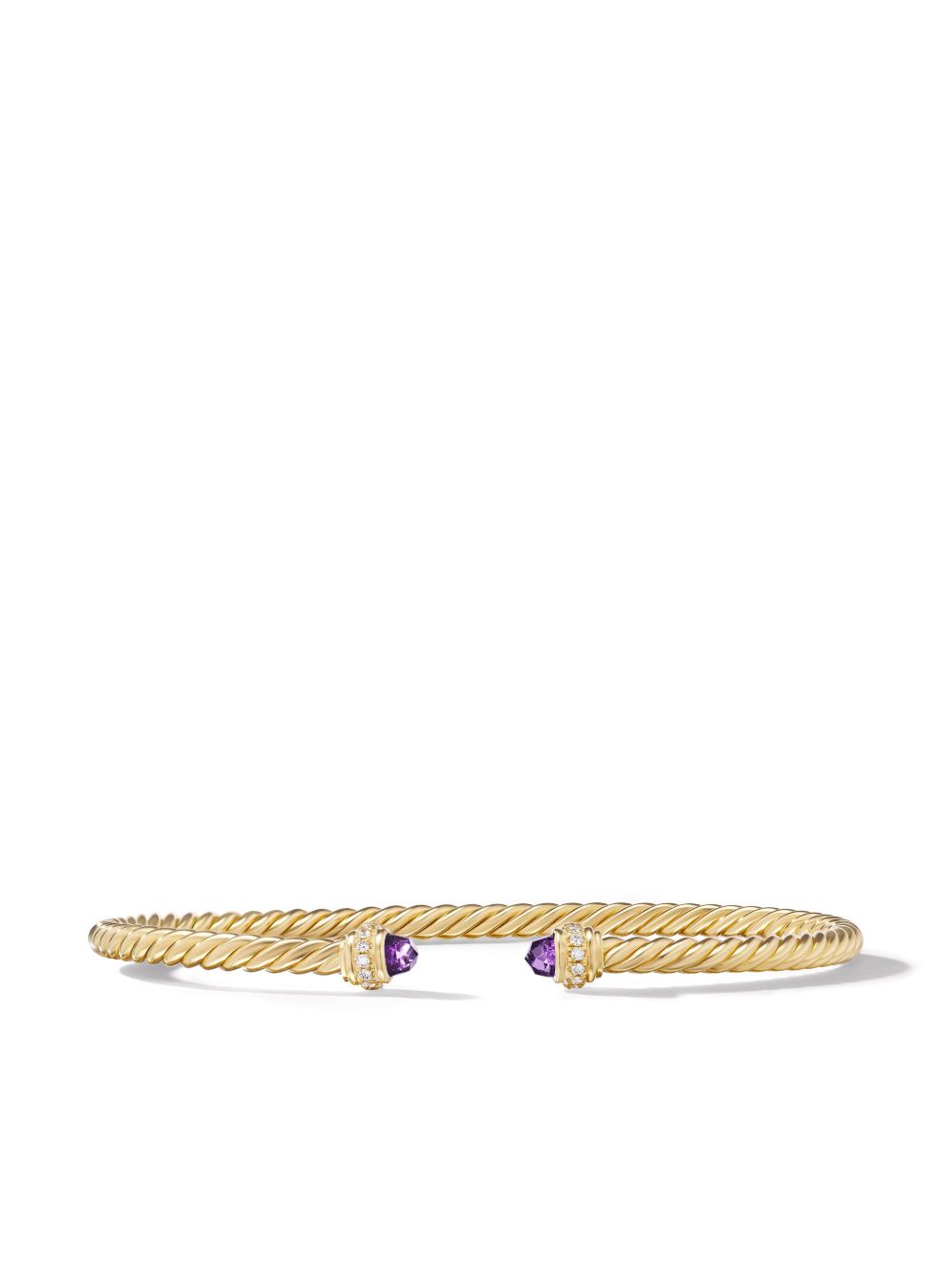 David Yurman 18K黄金 Classic Cablespira 紫晶石钻石手链 - 金色