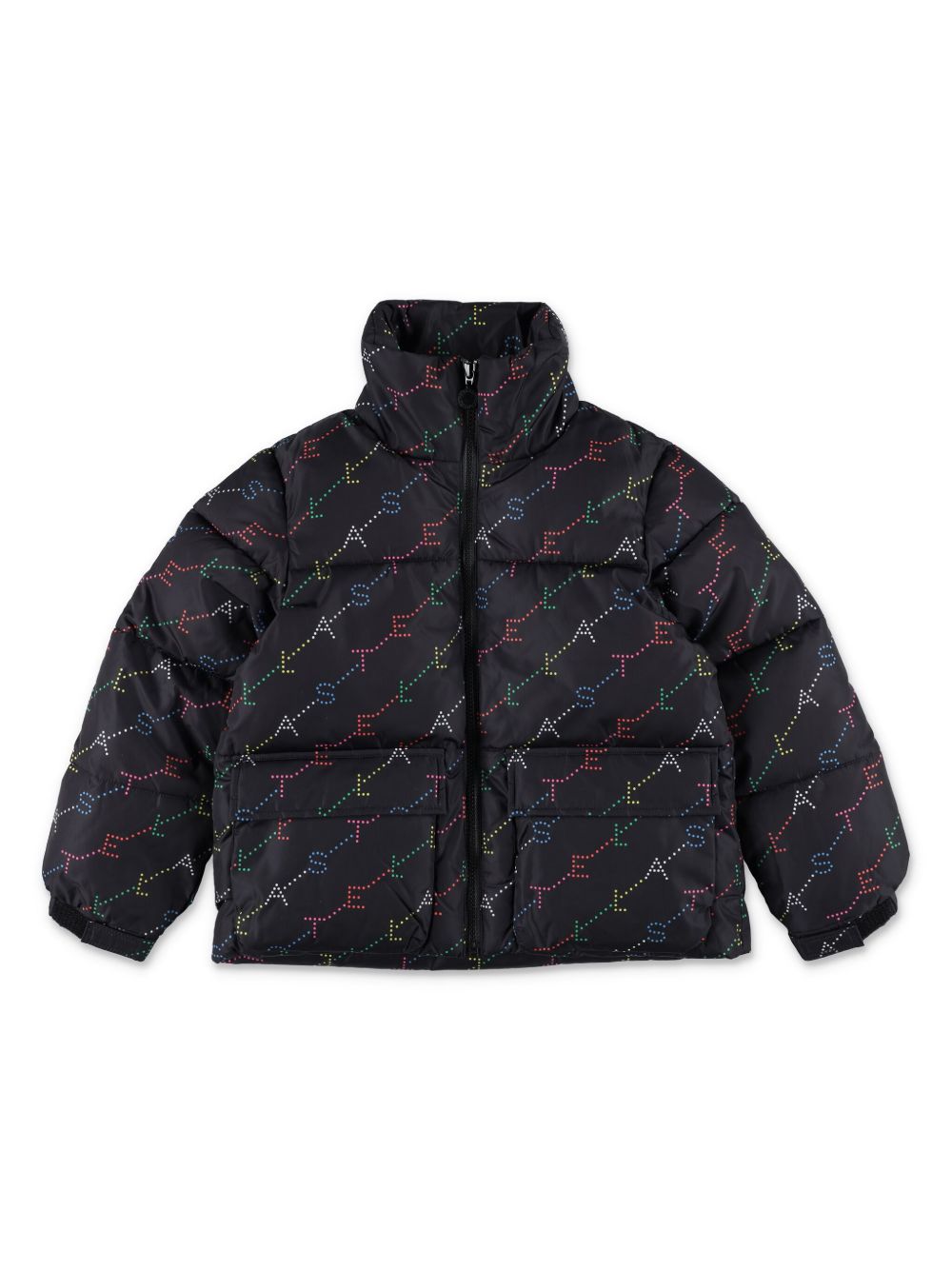 Stella McCartney Kids 大面积logo蓬松夹克 - 黑色