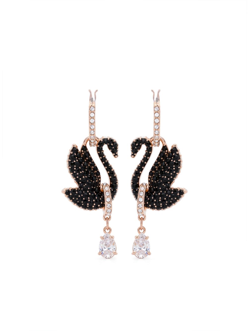 Swarovski Swan 吊饰耳环 - 粉色