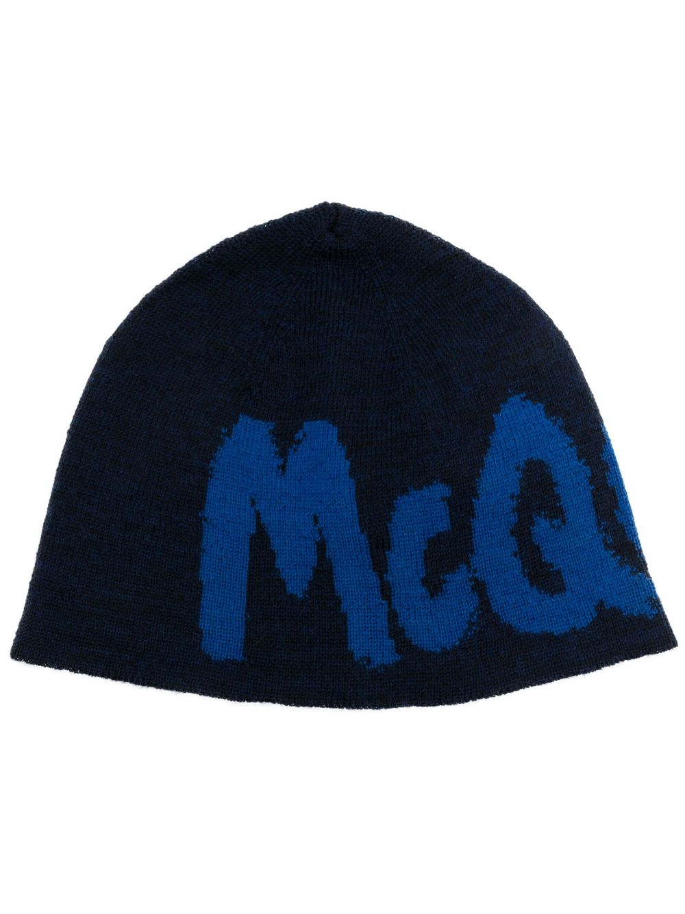 Alexander McQueen logo嵌花针织套头帽 - 蓝色