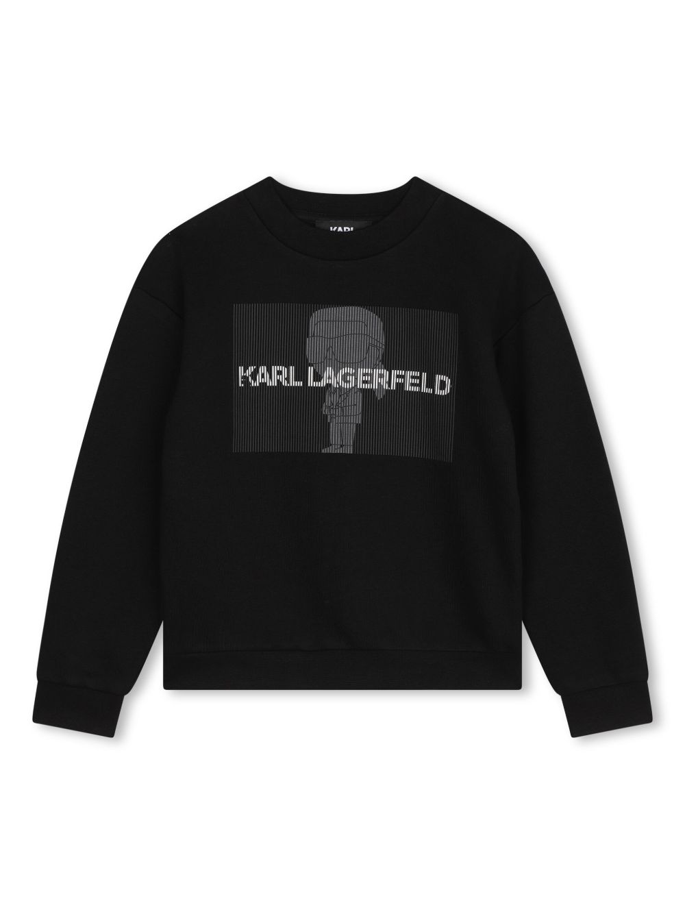 Karl Lagerfeld Kids 图案印花抓绒卫衣 - 黑色