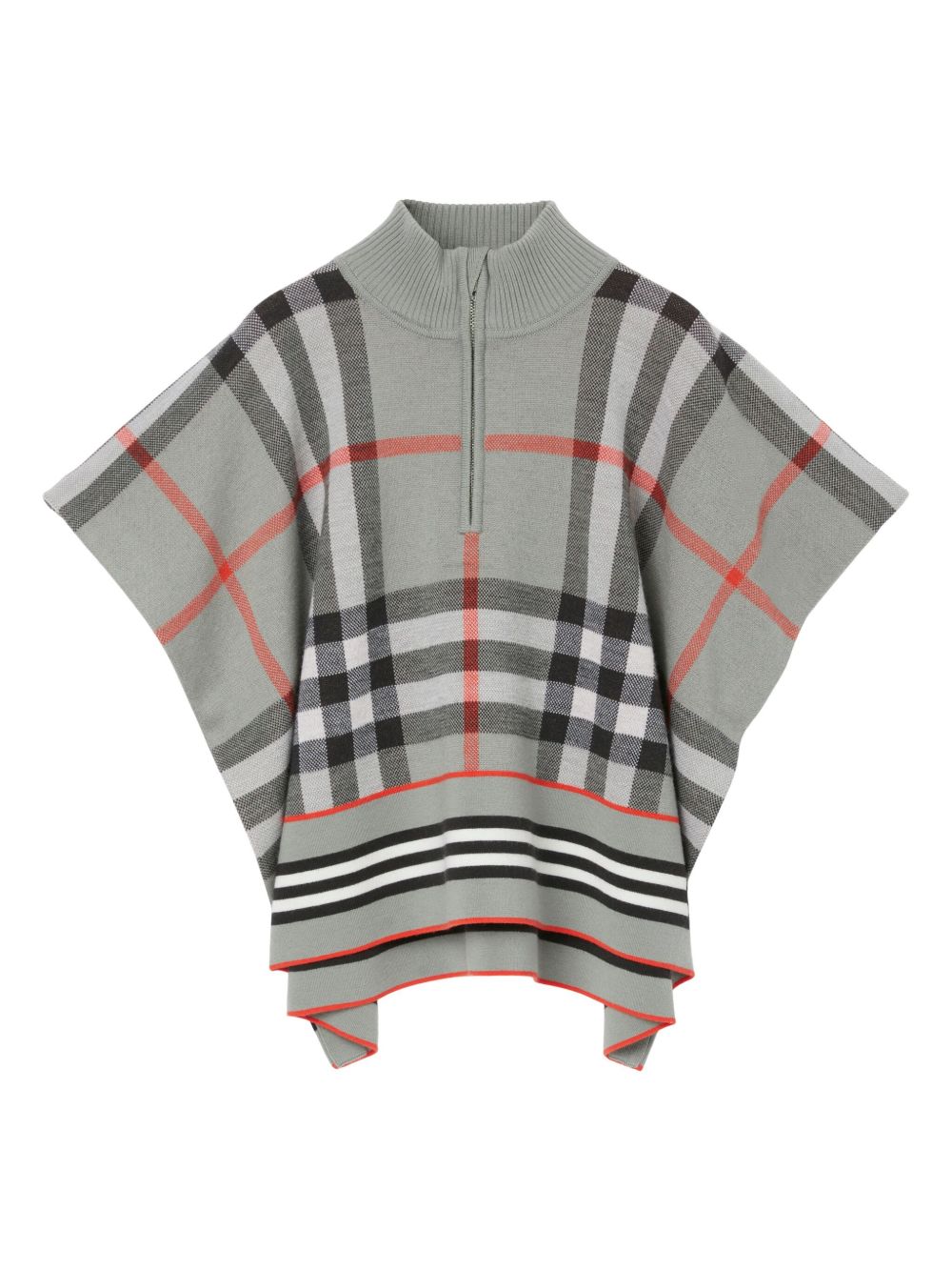 Burberry Kids 蝙蝠袖拉链领毛衣 - 灰色