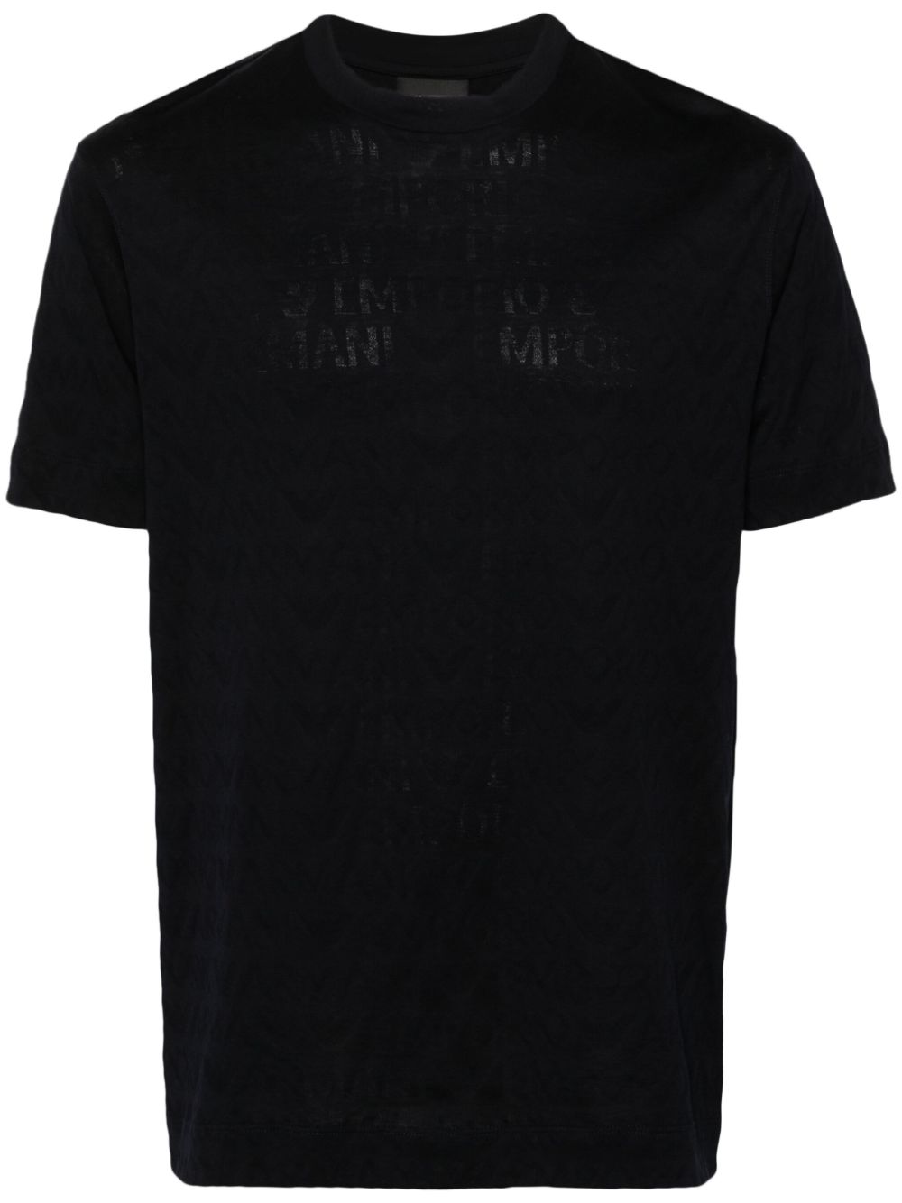 Emporio Armani logo提花棉T恤 - 蓝色