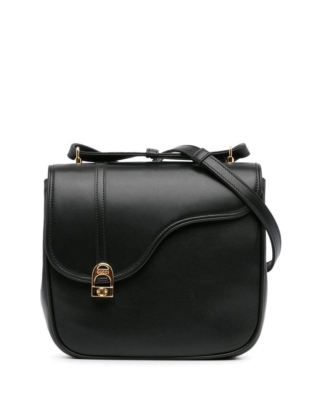 Gucci Pre-Owned Equestrian 皮质斜挎包（2023年典藏款） - 黑色