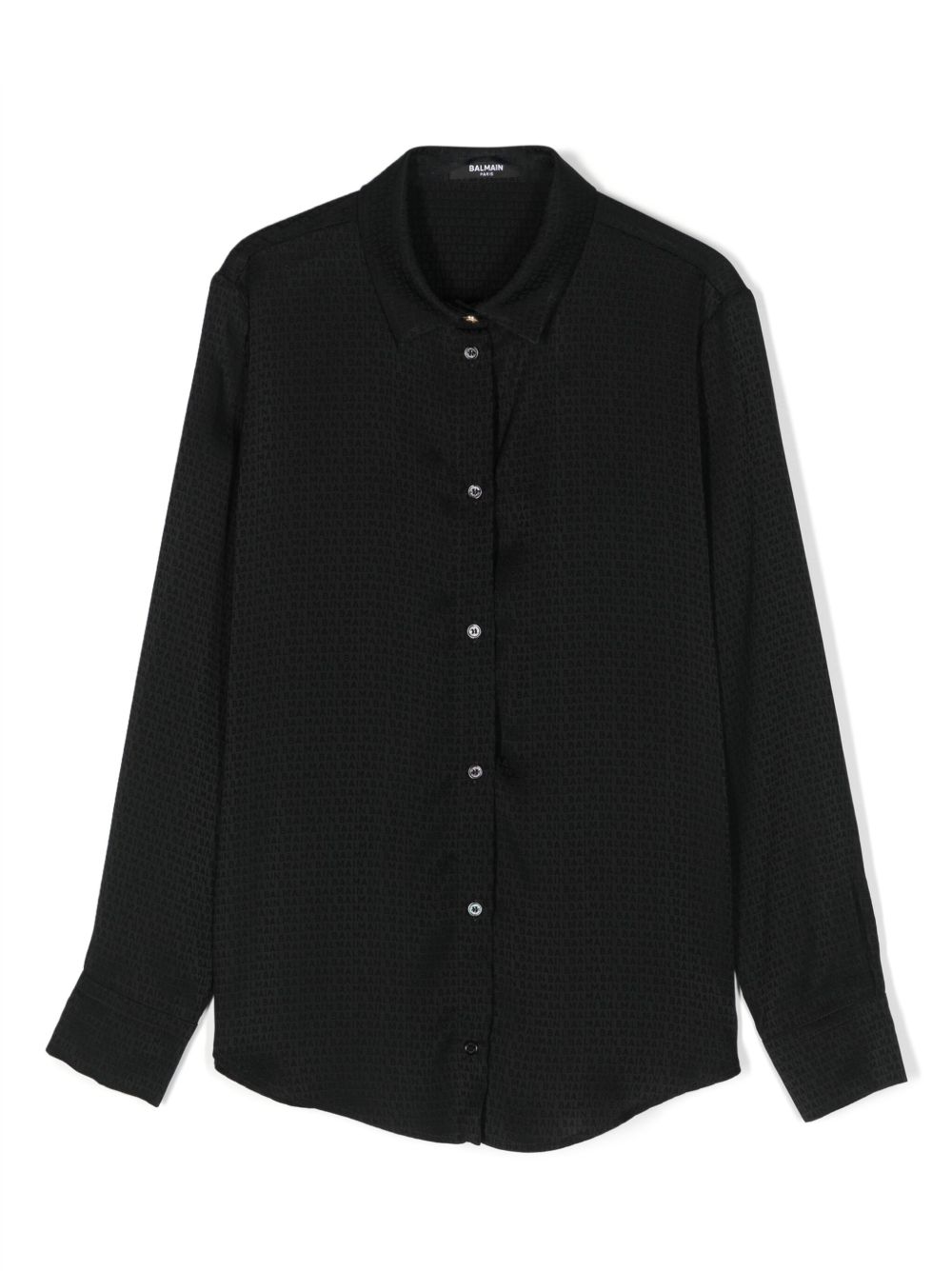 Balmain Kids logo印花长袖衬衫 - 黑色
