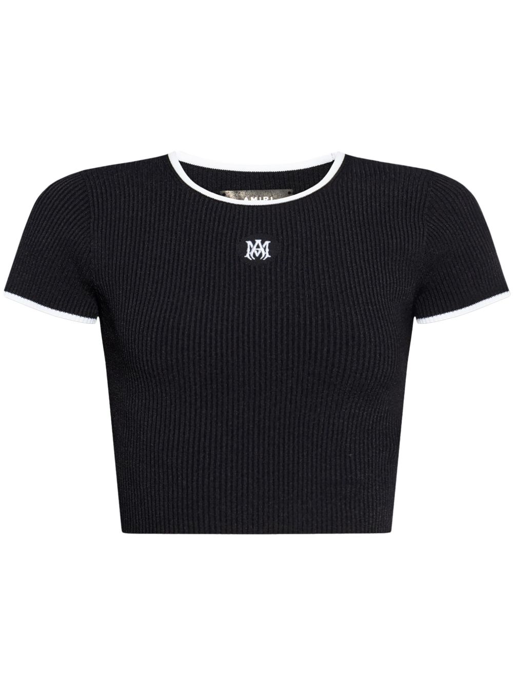AMIRI logo刺绣罗纹短款上衣 - 黑色