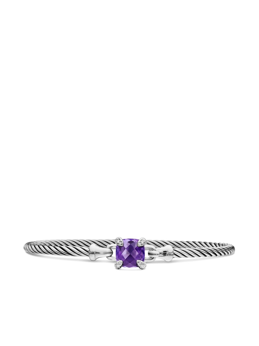 David Yurman 纯银 Chatelaine 钻石紫晶手链 - 银色