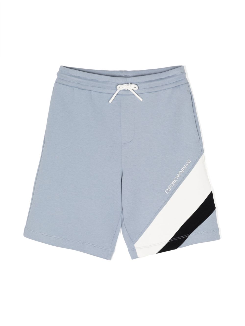 Emporio Armani Kids logo印花短裤 - 蓝色