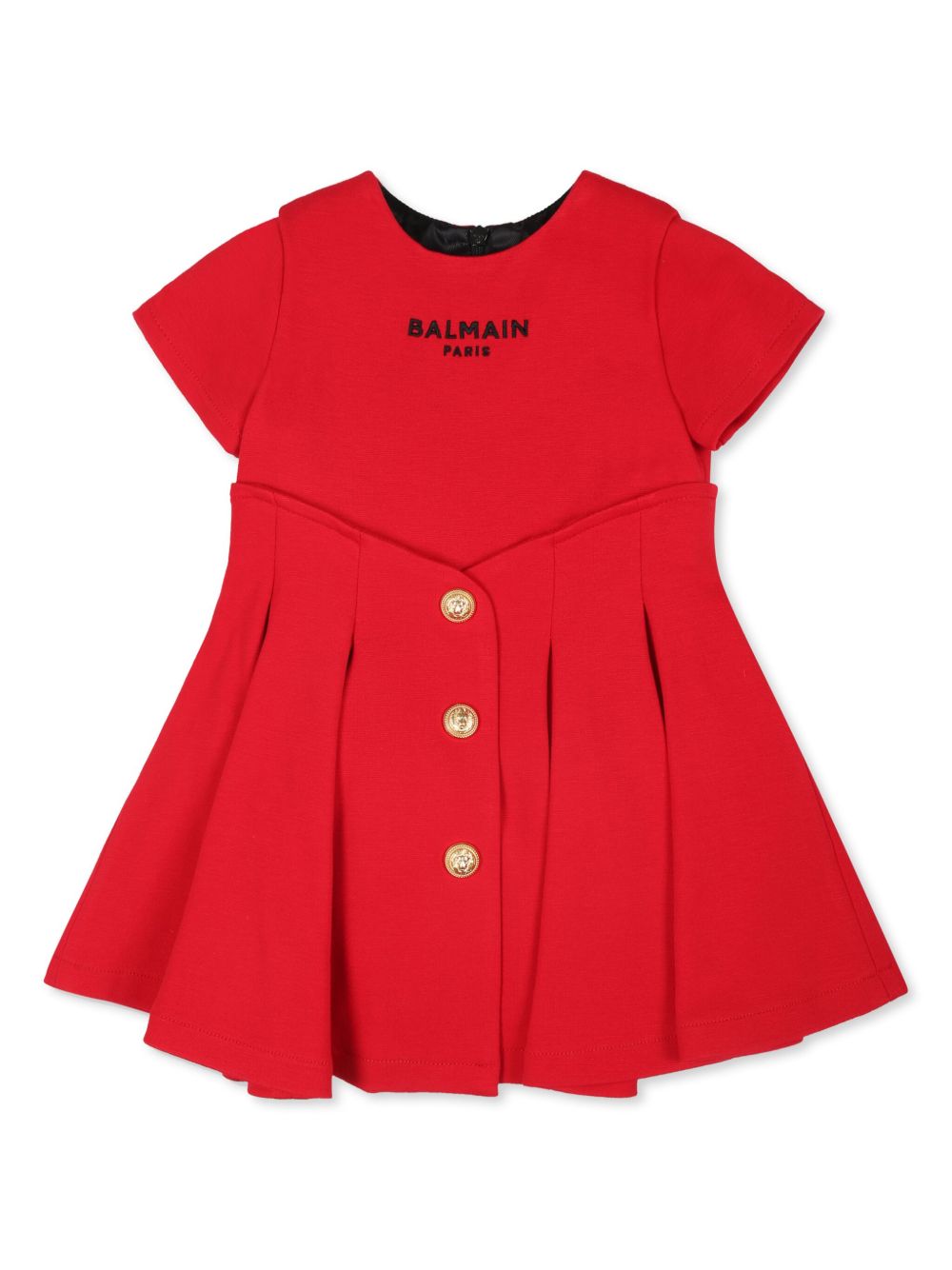 Balmain Kids logo刺绣百褶连衣裙与短裤套装 - 红色
