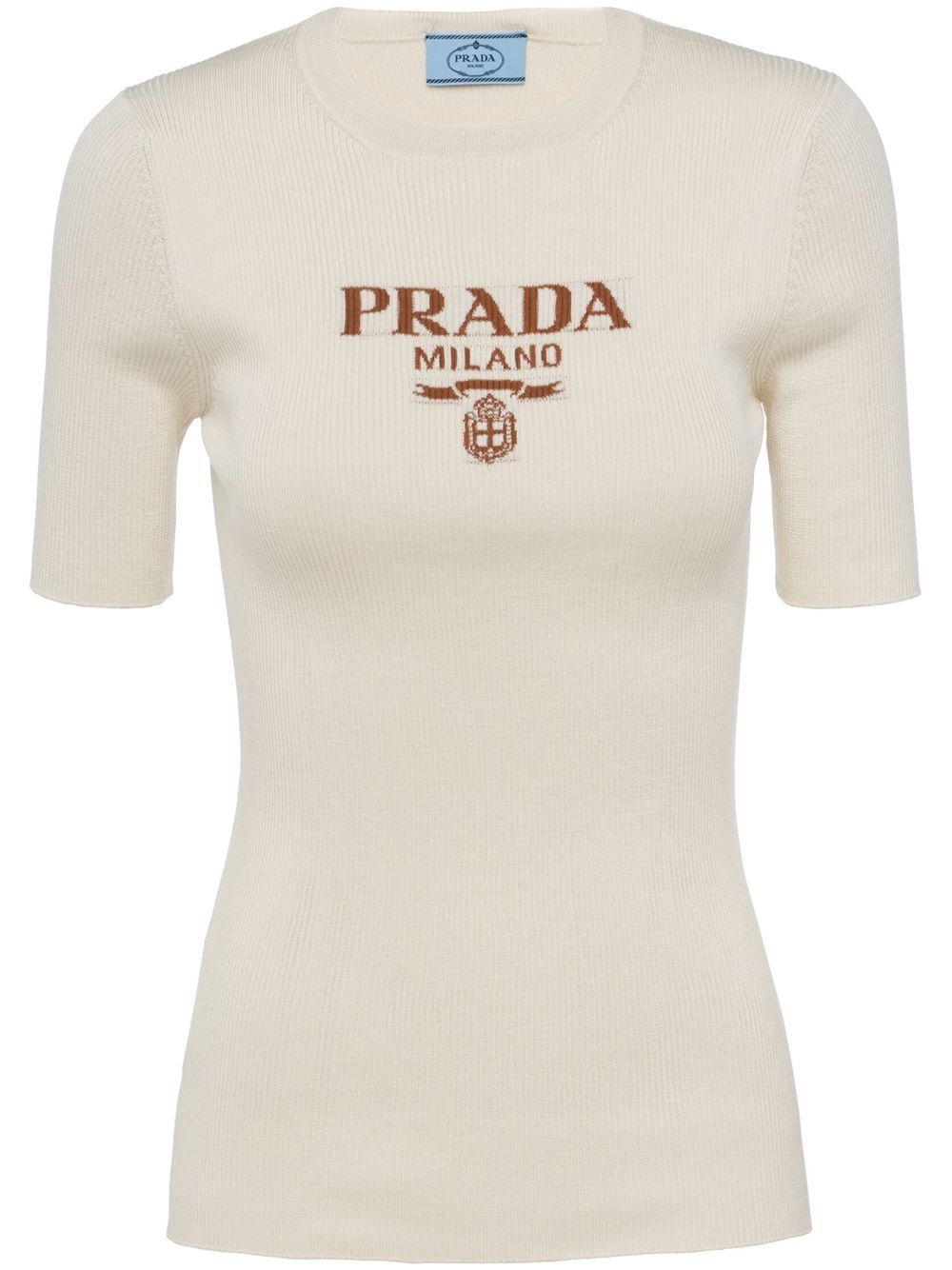 Prada logo嵌花真丝毛衣 - 中性色