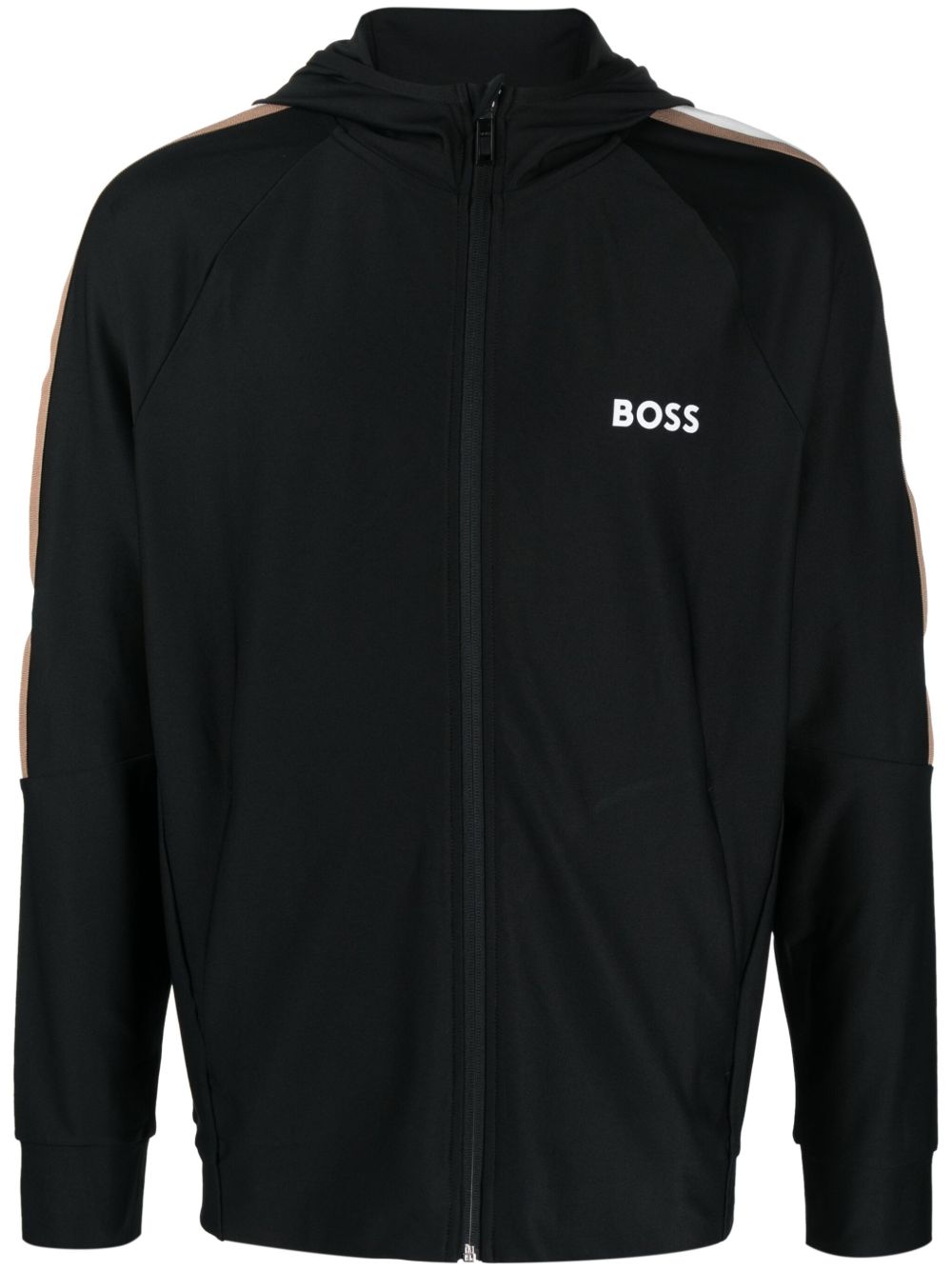 BOSS x Matteo Berretini logo印花连帽夹克 - 黑色