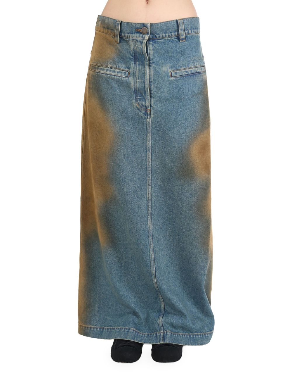 Uma Wang distressed-effect full skirt - 蓝色