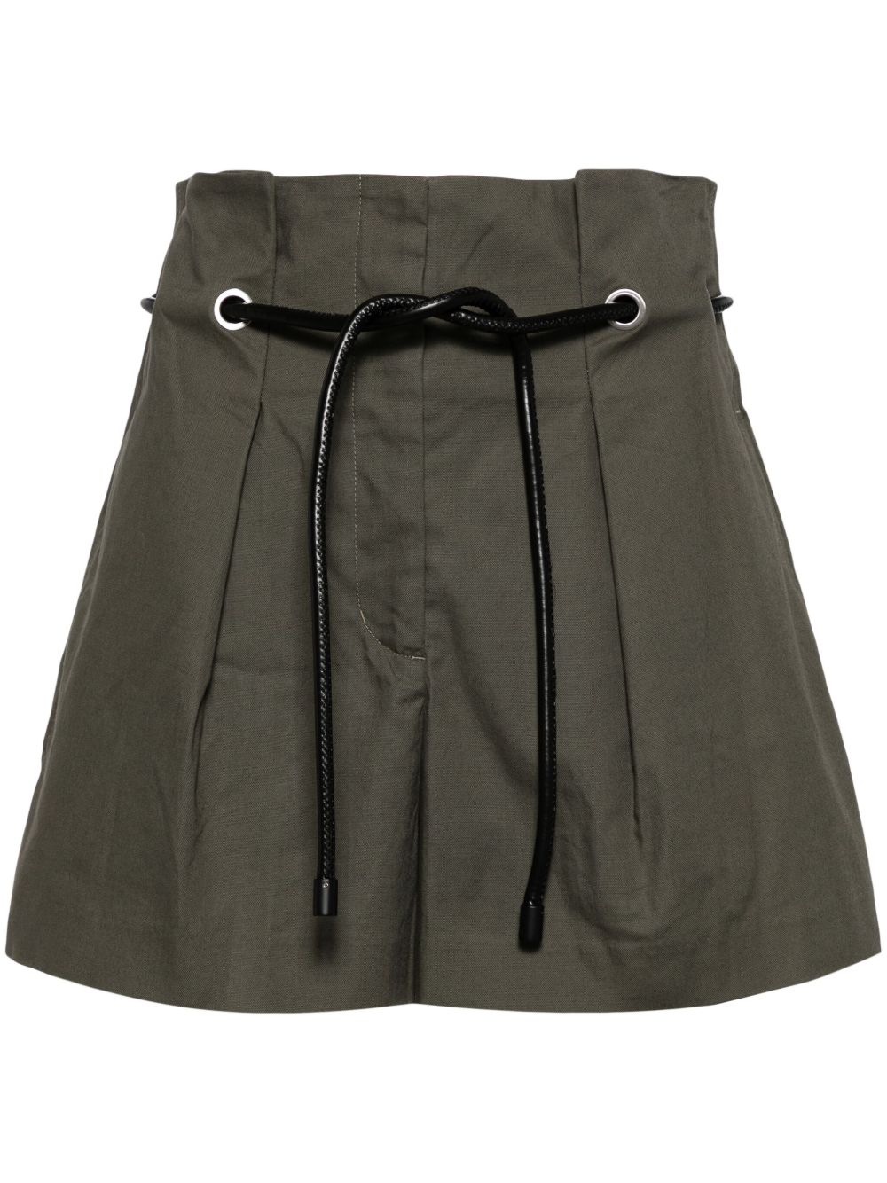 3.1 Phillip Lim Origami 褶饰高腰短裤 - 绿色