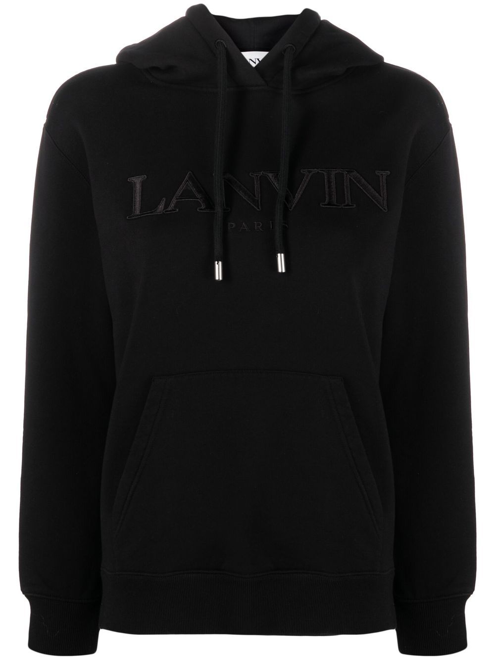 Lanvin logo印花抽绳连帽衫 - 黑色