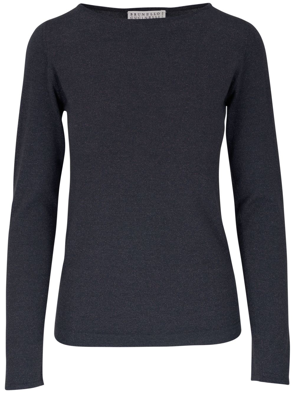 Brunello Cucinelli 一字领针织上衣 - 蓝色