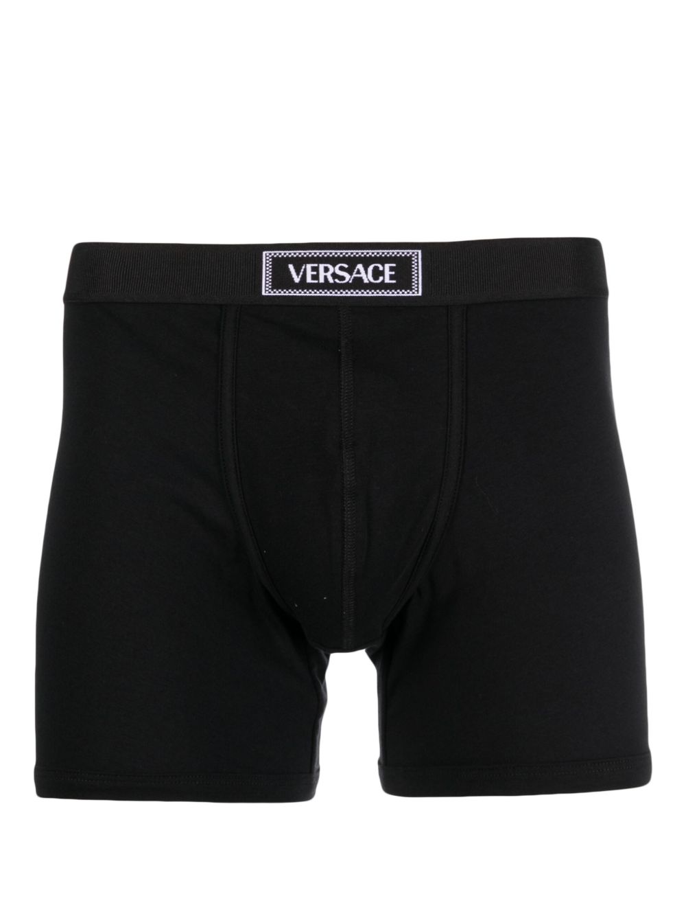 Versace 90年代 Versace logo裤腰棉紧身四角裤 - 黑色