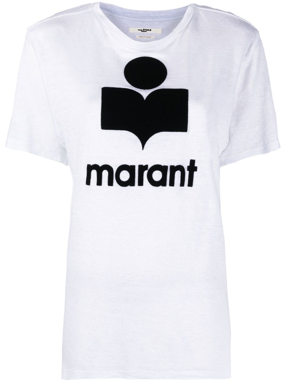 MARANT ÉTOILE logo印花亚麻T恤 - 白色