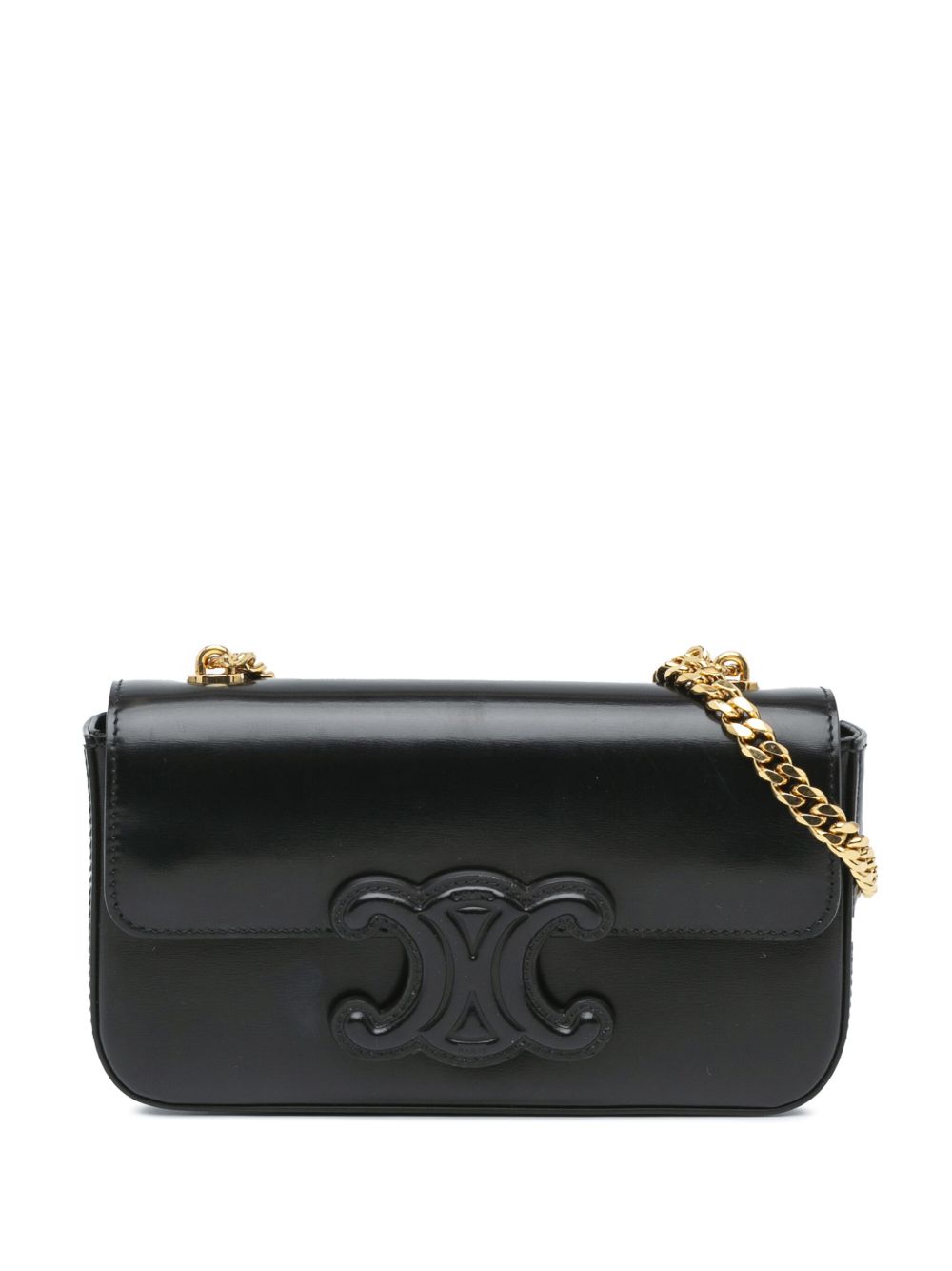 Céline Pre-Owned Cuir Triomphe Chain 小牛皮单肩包（2021年典藏款） - 黑色