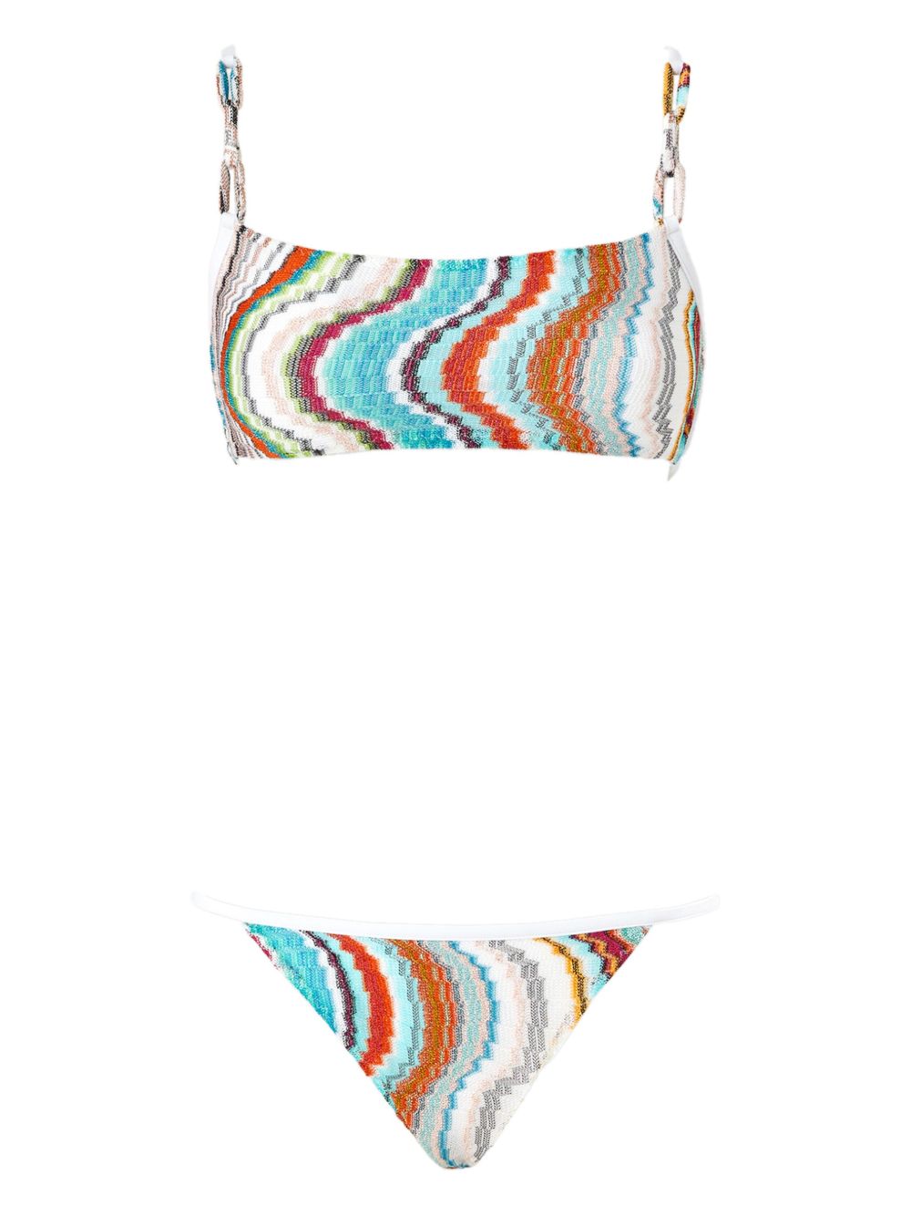 Missoni Z字形图案针织比基尼套装 - 蓝色