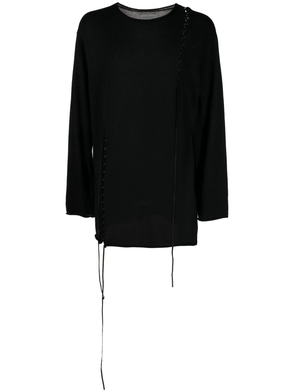 Yohji Yamamoto 麻花编织细节卫衣 - 黑色