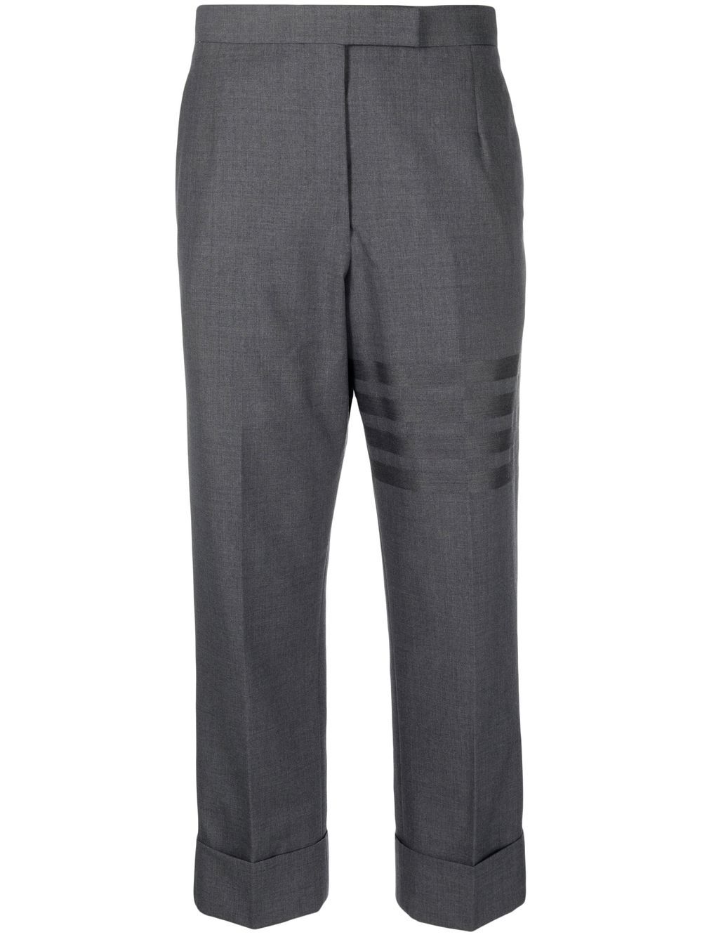 Thom Browne 4-Bar 羊毛条纹露踝裤 - 灰色