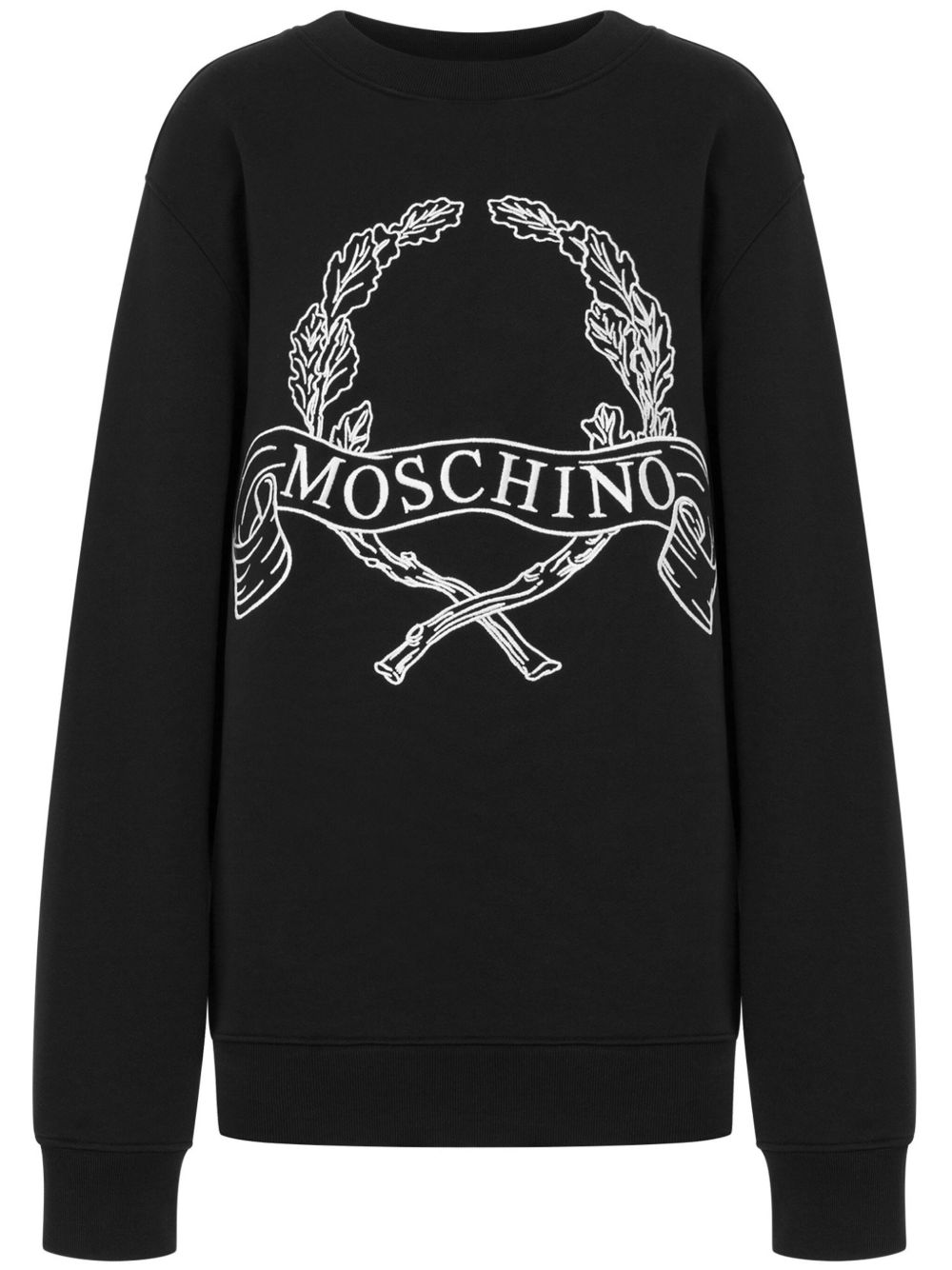 Moschino logo刺绣卫衣 - 黑色