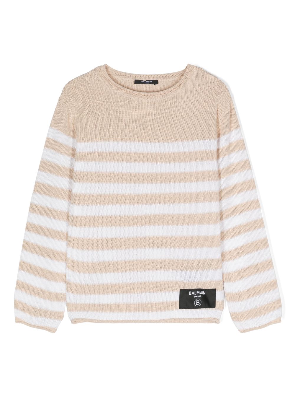Balmain Kids 条纹针织毛衣 - 中性色