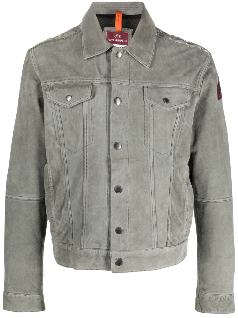 Parajumpers 标贴绒面皮衬衫式夹克 - 绿色