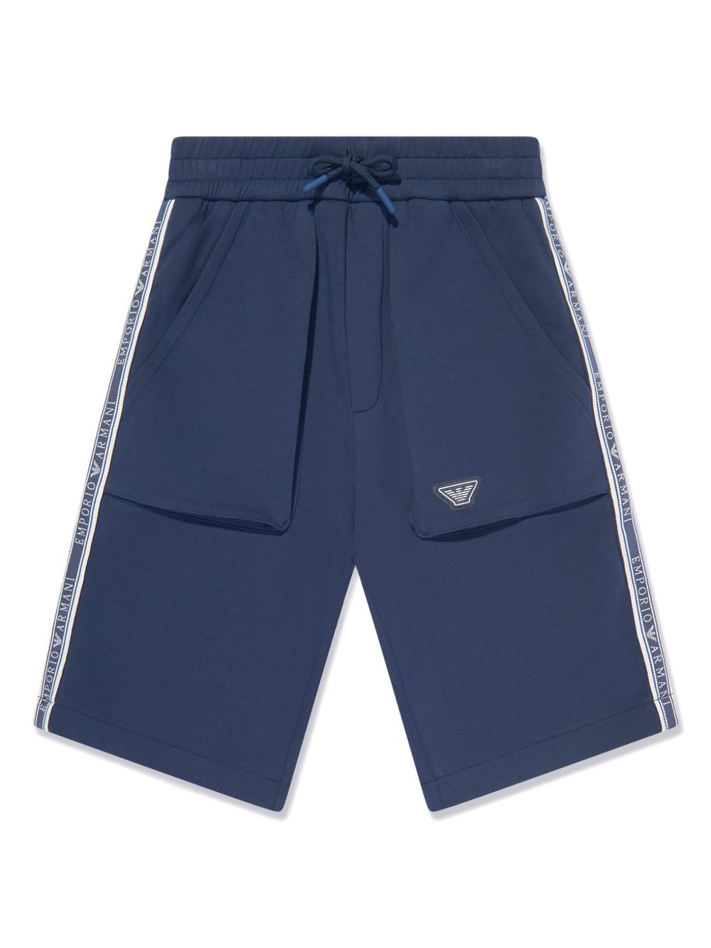 Emporio Armani Kids logo织带短裤 - 蓝色