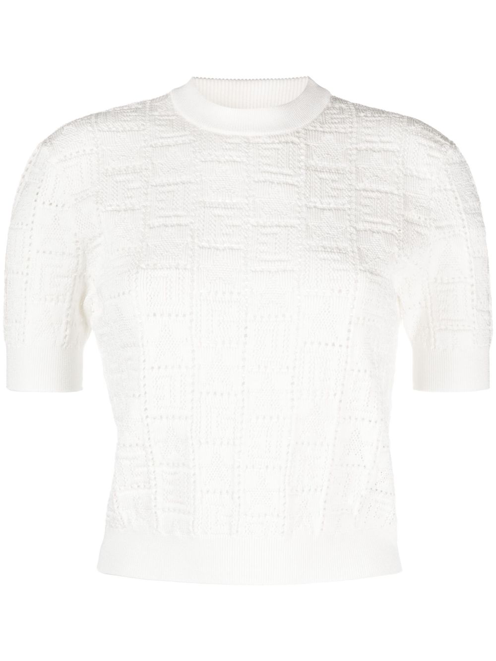 Balmain 经典logo镂空针织毛衣 - 白色