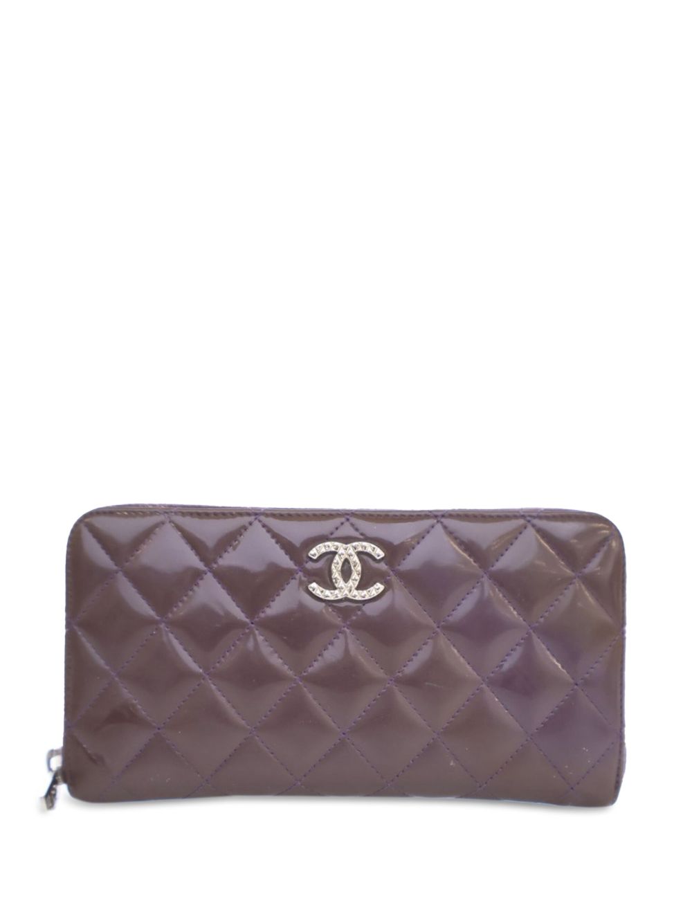CHANEL Pre-Owned CC 绗缝亮面环绕式拉链长款钱包（2011年典藏款） - 紫色