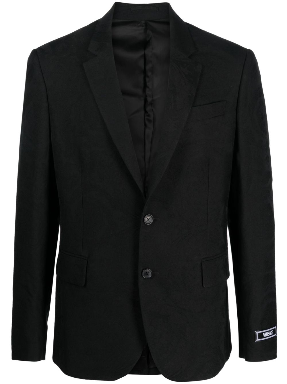 Versace Barocco Silhouette 初剪羊毛西装夹克 - 黑色