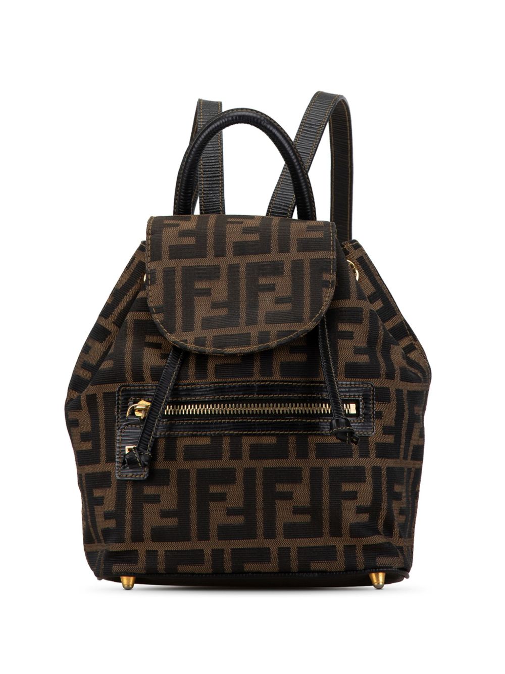 Fendi Pre-Owned Zucca 迷你帆布双肩包（2010-2024年典藏款） - 褐色
