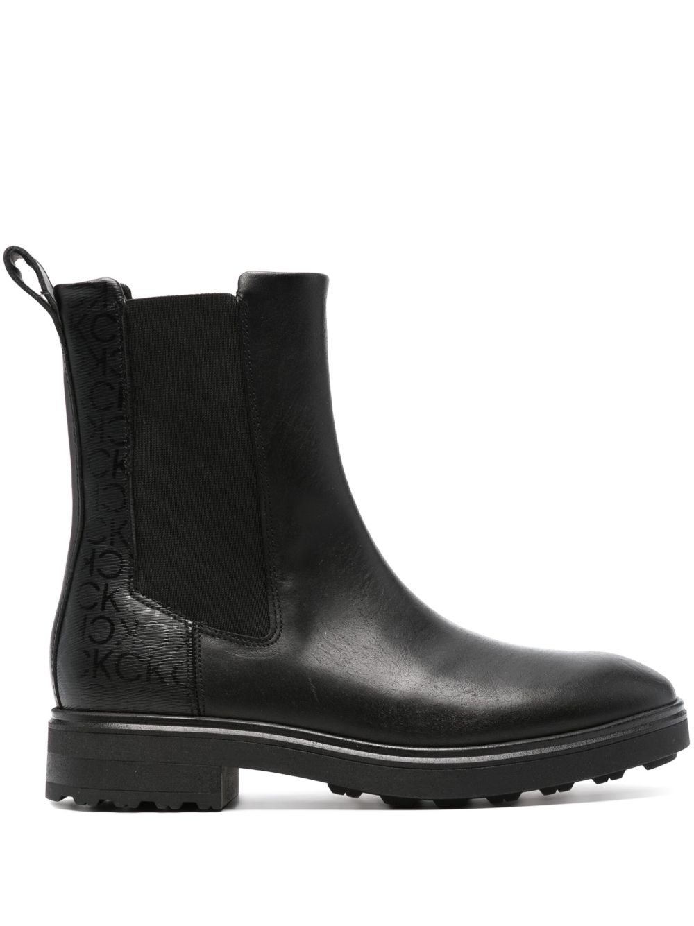 Calvin Klein Cleat 低跟皮质短靴 - 黑色