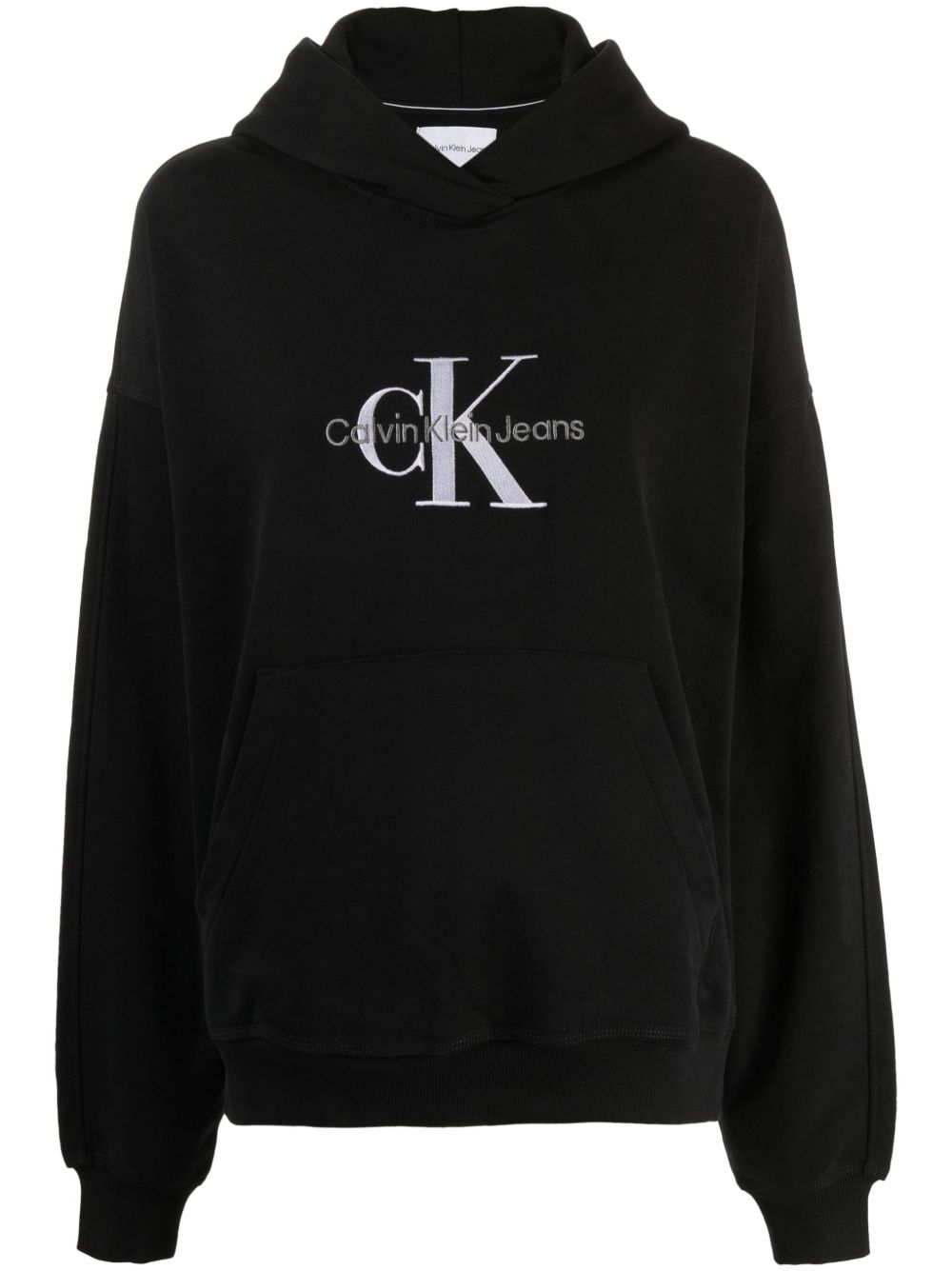 Calvin Klein logo印花棉混纺连帽衫 - 黑色