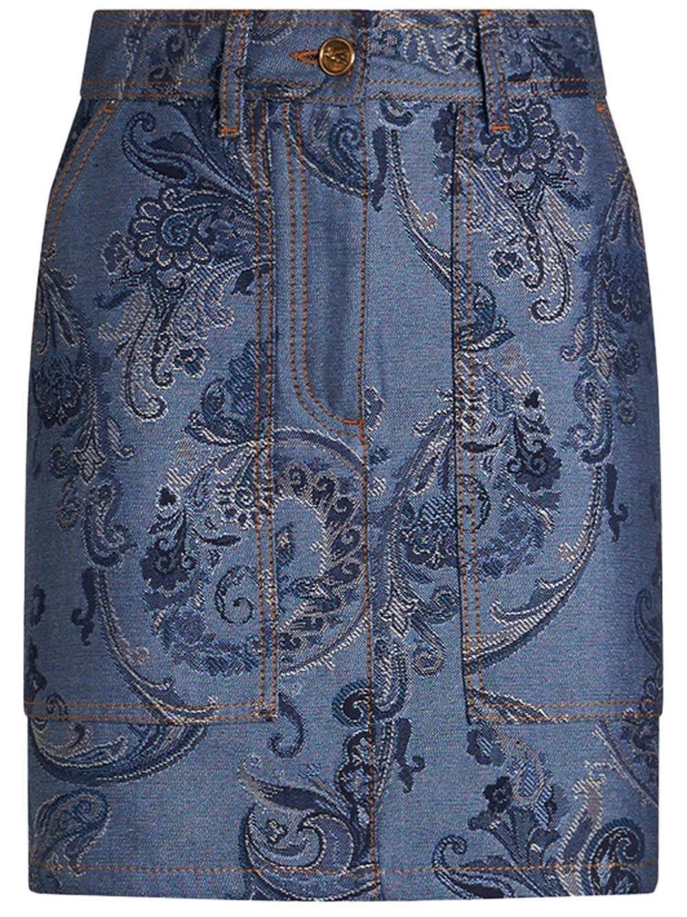 ETRO 提花牛仔迷你半身裙 - 蓝色
