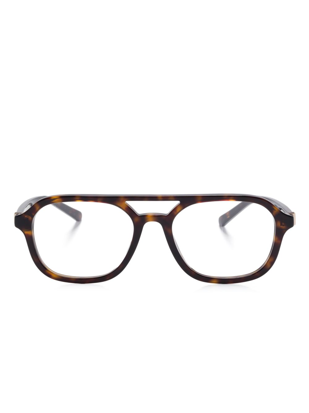 Gucci Eyewear 飞行员镜框眼镜 - 褐色