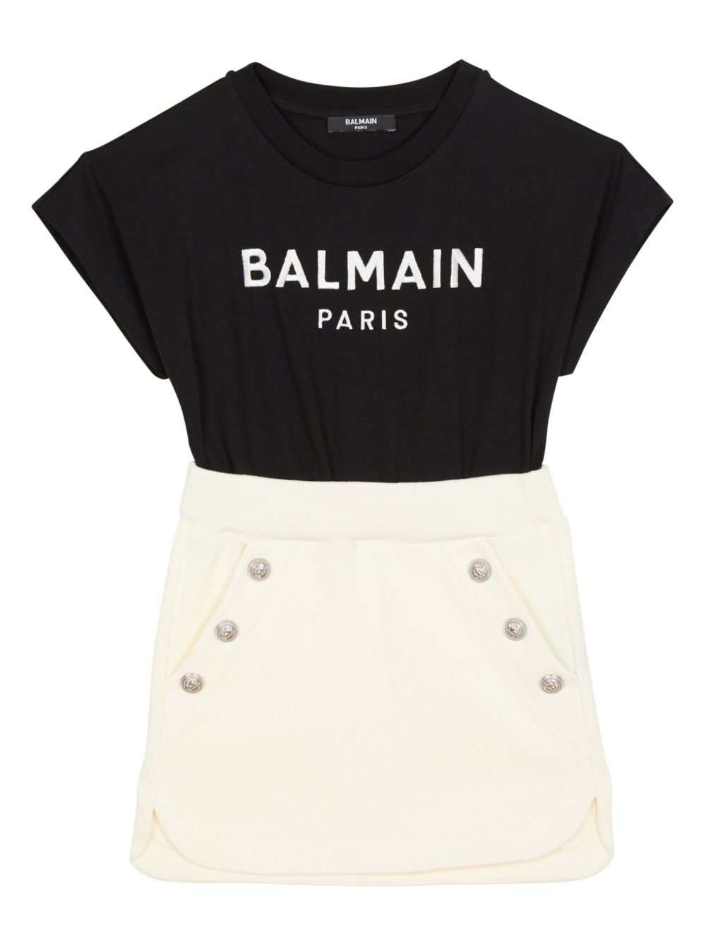 Balmain Kids 拼接连衣裙 - 黑色