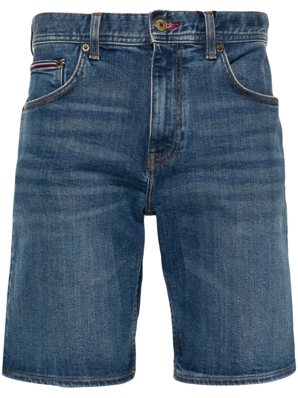 Tommy Hilfiger logo刺绣牛仔短裤 - 蓝色