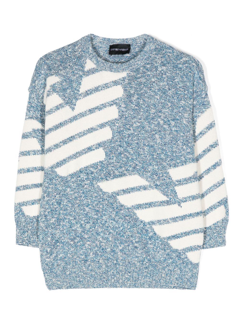 Emporio Armani Kids logo嵌花针织毛衣 - 蓝色