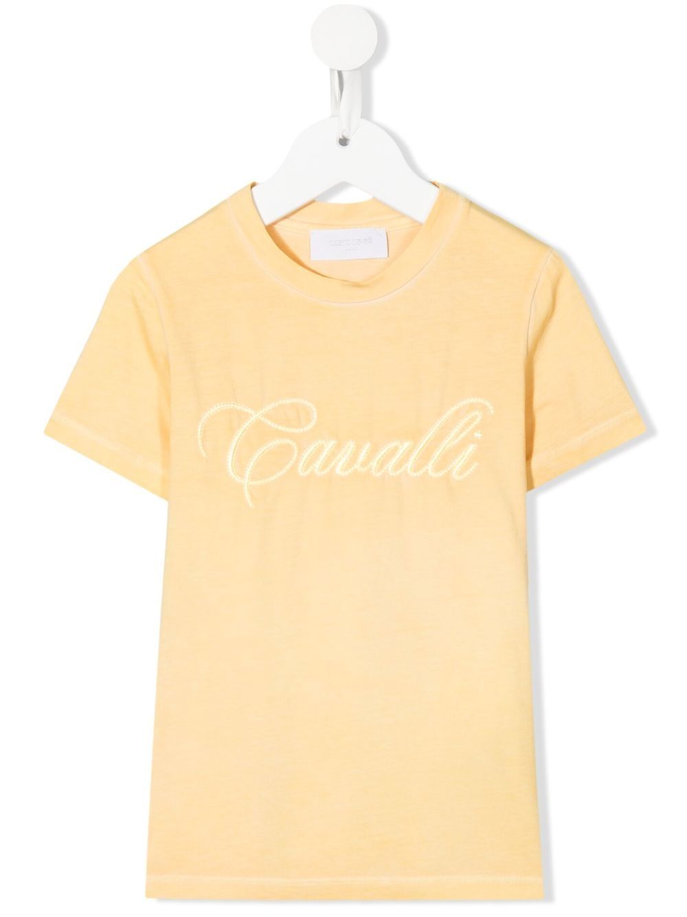 Roberto Cavalli Junior logo刺绣T恤 - 黄色
