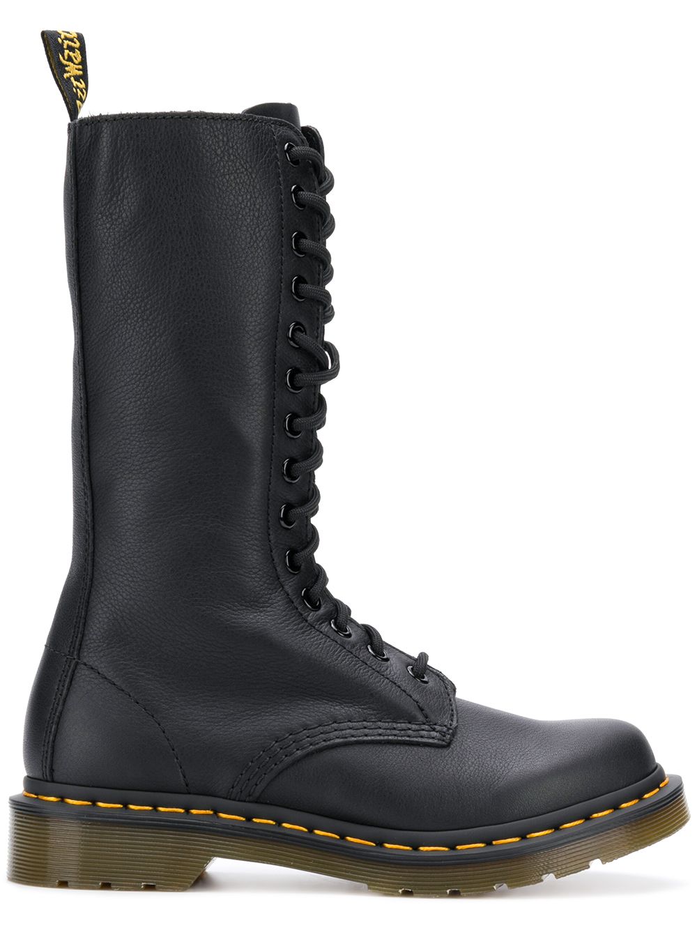 Dr. Martens 14-Eye侧置拉链牛皮高筒靴 - 黑色