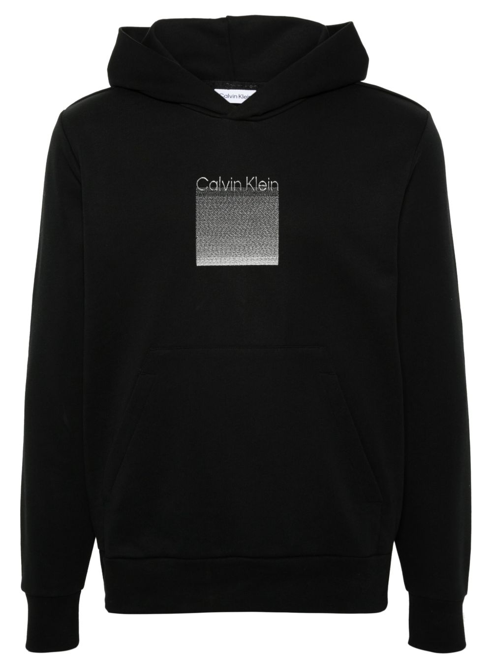 Calvin Klein logo刺绣平纹针织连帽衫 - 黑色