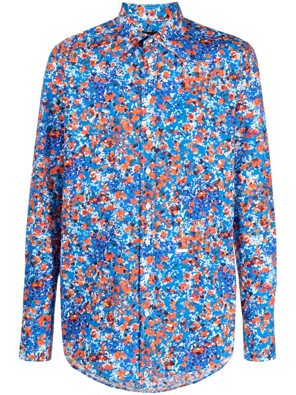 DSQUARED2 花卉印花棉衬衫 - 蓝色