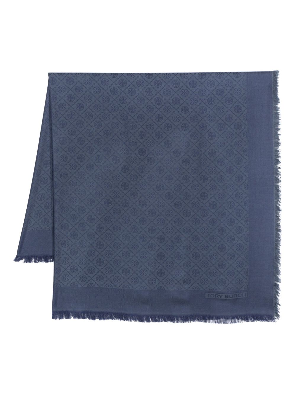 Tory Burch T Monogram 提花围巾 - 蓝色